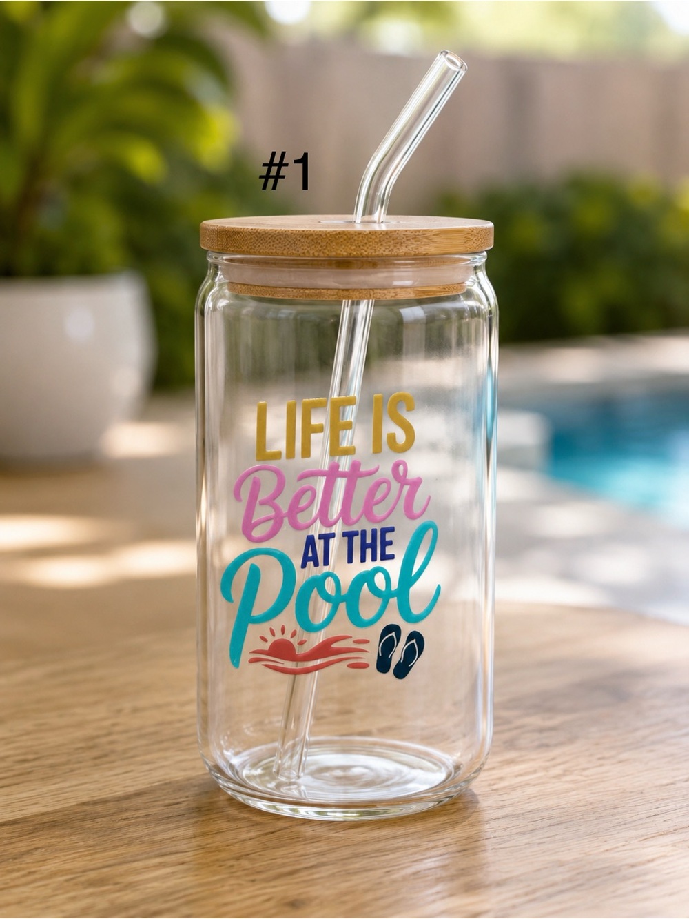 *Buy now lake life/boaters 16 ounce glass tumbler with bamboo lid and straw